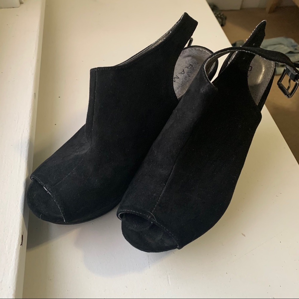 black suede heels